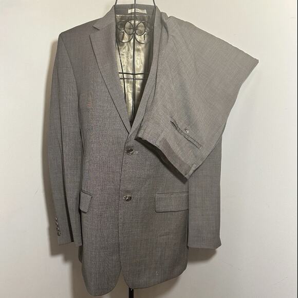 JOE Joseph Abboud Mens Birdseye Weave 2PC Suit 100% Wool 40L Jacket 34x32 Pant